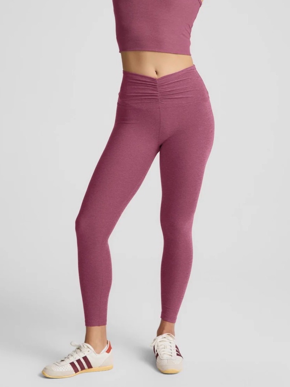 Beyond Yoga Spacedye centered midi legging medium mauve heathered